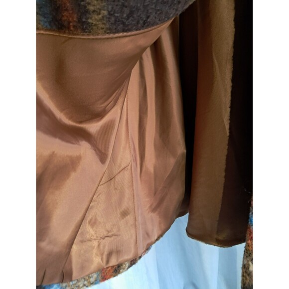 Wool Cashmere Brown Plaid Girls Long Overcoat Size Large GanGan World - Picture 11 of 13